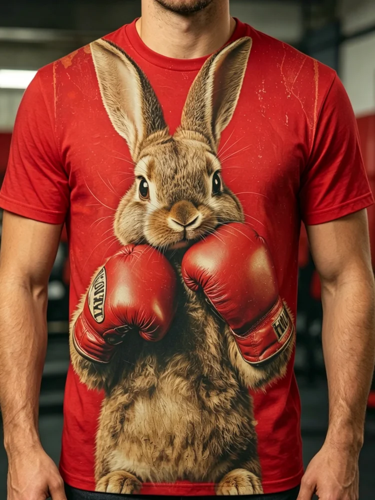 3D Printing Rabbit - 3D Boxing Rabbit Print Men's T-shirt