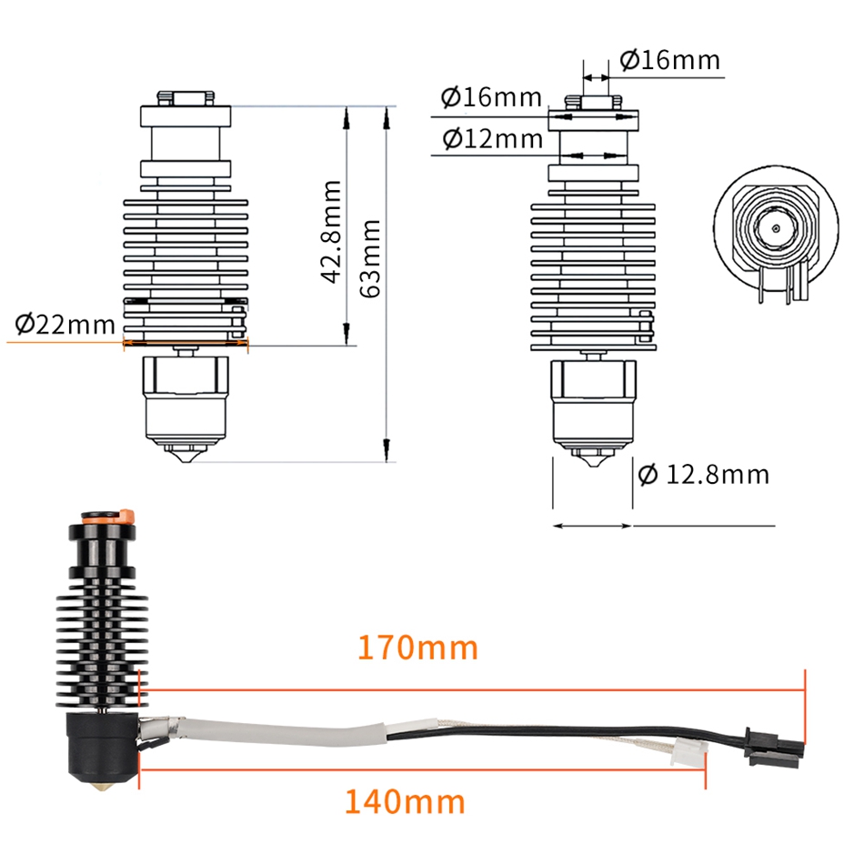 24V E3D V6 Hotend For DDE DDB  - 3D Printing Ender recension och pris